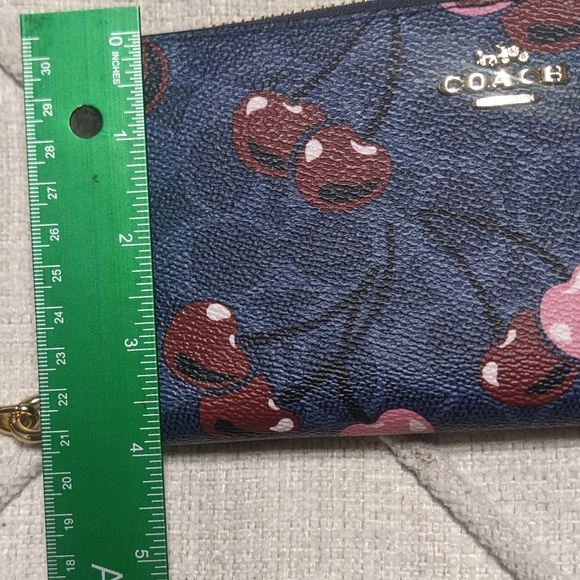Coach Long Zip Around Wallet in Signature Cherry Logo Print Coated Canvas - Picture 7 of 9